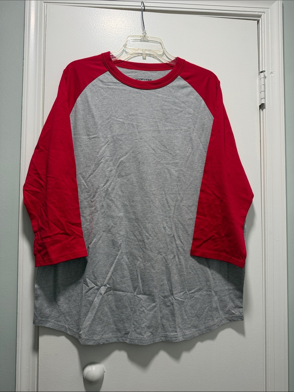 Sport-Tek Red and Gray Raglan Long Sleeve Tee